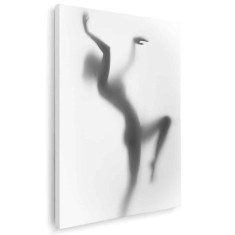 Tablou nud femeie siluetă difuză dansatoare, alb, negru 1209 Tablou canvas pe panza CU RAMA 20x30 cm