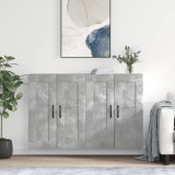 VidaXL Dulapuri de perete, 2 buc., gri beton, lemn prelucrat