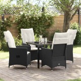 VidaXL Set de masă pentru grădină cu pernă 5 pcs Negru Rattan poli