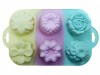 Forma din silicon pentru prajituri, model floral, termorezistenta, 6 cavitati, 535COF