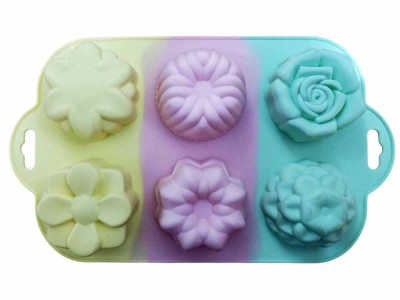 Forma din silicon pentru prajituri, model floral, termorezistenta, 6 cavitati, 535COF foto