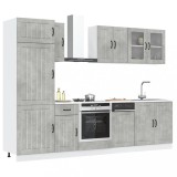 Set dulapuri de bucătărie 8 piese &bdquo;Kalmar&rdquo; gri beton Lemn
