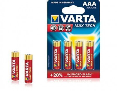 Baterii alcaline AAA Varta Max Tech 4buc foto