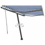 VidaXL Copertină autonomă retractabilă automat albastru&amp;alb 300x250 cm