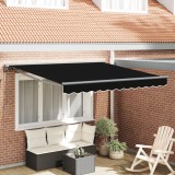 VidaXL Cortina Retractabilă Manual Negru 350x250 cm Poliester