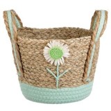 Cos Decorativ din Papura cu Margareta si Detalii Verde Mint, &Oslash;20x15cm, CMCLASS