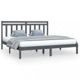 Cumpara ieftin Cadru de pat, gri, 200x200 cm, lemn masiv