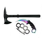 Set Topor Pirate Skull, 39 cm, Rozeta autoaparare si Cutit Fade Break, IdeallStore&reg;, otel, multicolor