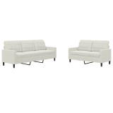Cumpara ieftin Set de canapele cu perne, 2 piese, crem, catifea