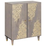 vidaXL Bufet Gri și Aur 60 x 33.5 x 75 cm Lemn masiv de mango
