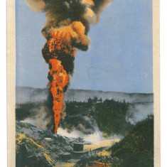 4143 - MORENI, Dambovita, Fire on the Oil well, Romania - old postcard - unused