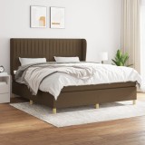vidaXL Pat continental cu saltea maro &icirc;nchis 180x200cm material textil