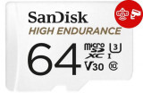 Card de memorie Sandisk High Endurance Video microSDHC, 64GB, Clasa 10, U3, Adaptor microSD