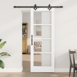 Set Ușă Glisantă vidaXL cu Hardware Alb 73.5x198.5 cm Lemn Solid de Pin