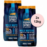 Primal Spirit Dog 70% Wild Waters &ndash; pește de mare 2 x 12kg