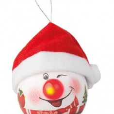 Glob decorativ - LED Bauble Foam Snowman Red Hat - LED Om De Zapada Cu Fes Rosu | Kaemingk