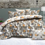 Lenjerie de pat 4 piese Ranforce gri, 200x230, 2 fete de perna, RNFN 274