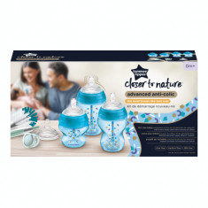 Kit de pornire biberoane nou-nascut Tommee Tippee Advanced cu sistem de ventilatie 0 luni + albastru