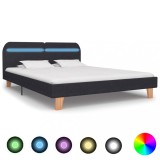 VidaXL Cadru pat cu LED-uri, gri &icirc;nchis, 180x200 cm, material textil