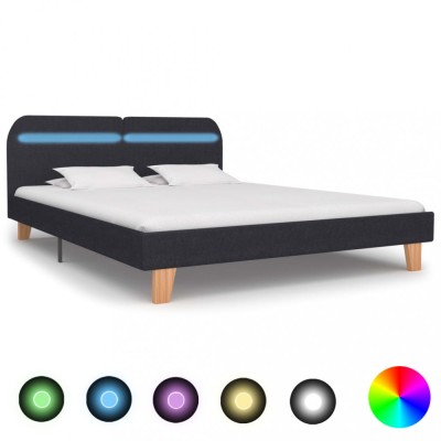 vidaXL Cadru pat cu LED-uri, gri &amp;icirc;nchis, 180x200 cm, material textil 280895 foto
