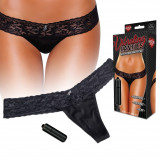 Chiloti cu vibratii HUSTLER - Vibrating Panties Slim, negri