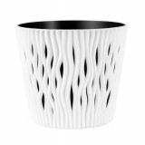 Ghiveci decorativ de flori, rotund, alb, 7.9 L, 26.2x22.2 cm, Sandy Round, Prosperplast