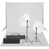 VidaXL Kit studio foto cu set de lumină și fundal