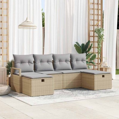 vidaXL Set de canapele pentru grădină 6 pcs bej și gri deschis 3359219 foto
