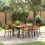 VidaXL Set de masă pentru grădină 7 pcs Negru 150 x 90 x 75 cm