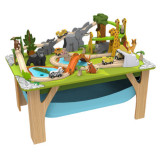 Circuit din lemn cu masinute si masa de joaca incluse Aventura Safari, Kidkraft