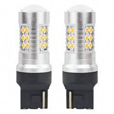 Set becuri auto cu LED CANBUS, 3030, 24SMD, compatibil T20, 7440, WY21W,