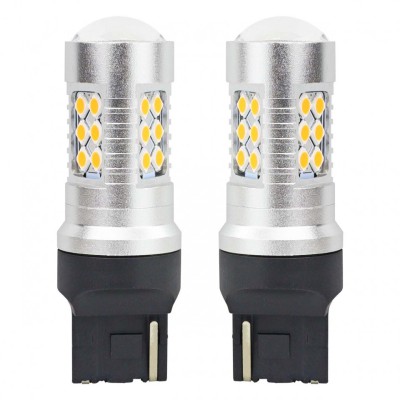 Set becuri auto cu LED CANBUS, 3030, 24SMD, compatibil T20, 7440, WY21W, foto