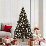 VidaXL Pom de Crăciun artificial pre-iluminat Negru 180 cm PVC 3397139