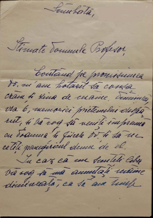 LUCIA COSMA - Scrisoare autografă semnată, de interes familial.