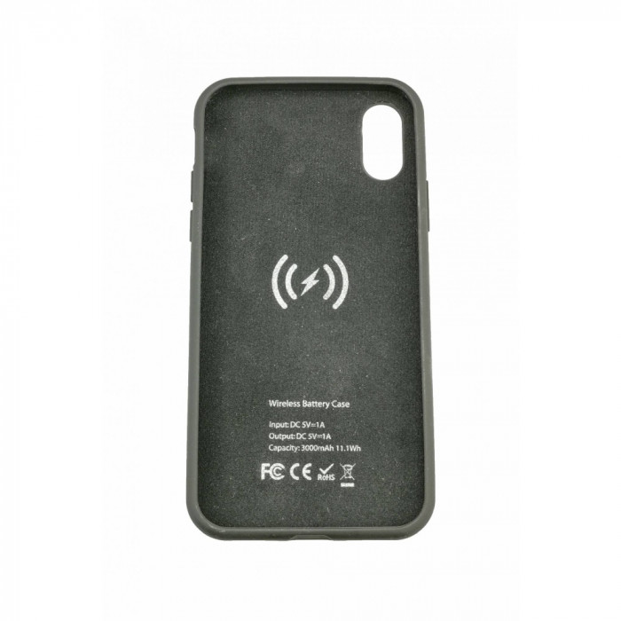 Acumulator extern iFans Battery Case 3000 mAh Wireless pentru Apple iPhone X, Negru