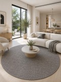 Covor Rotund Belgian Fargo 71501-070, Marime 120 x 120 cm, Gri, Inaltime Fir 7 mm, Antialergic, Polipropilena, Living, Dormitor, Sufragerie, Copii