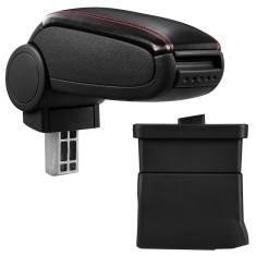 [pro.tec] Marca specifica pentru cotiera auto Ford Ka - cotiera auto - cu compartiment pentru depozitare - imitatie piele - negru, cu cusatura rosie H foto