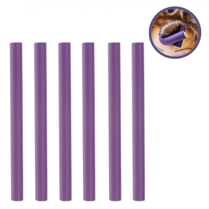Bigudiuri Păr, Omnia, Spumă, Set 6 Bucăți, Culoare Mov, Diametru 2cm