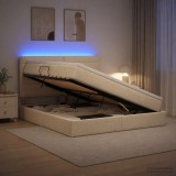 Cumpara ieftin Pat cu LED si saltea Crem 160 x 200 cm Tesatura