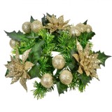 Inel Decorativ pentru Lumanare, Brad si Craciunite, Bej Sampanie, 22 cm, Oem