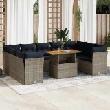 vidaXL Set mobilier de grădină cu perne, 10 piese, gri, poliratan 3326973