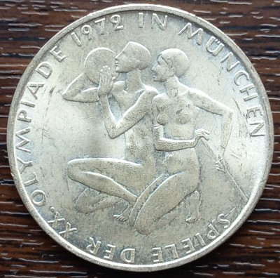 (A62) MONEDA DIN ARGINT GERMANIA - 10 MARK 1972, LIT. D, OLIMPIADA DE LA MUNCHEN foto