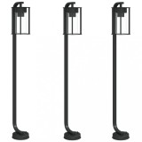 Cumpara ieftin Lampi de podea de exterior 3 buc. negru 100 cm otel inoxidabil