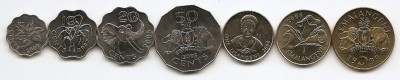 Swaziland Set 7 - 5, 10, 20, 50 Cents, 1, 2, 5 Emalangeni - 1999/03, UNC !!! foto