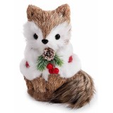 Figurina Vulpita Craciun fibre naturale multicolore cm 24,5 x 11 x 25 H