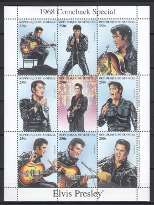 Senegal 1998 - Muzica - ELVIS PRESLEY - Bloc 9 val - MNH foto