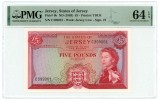 JERSEY █ bancnota █ 5 Pounds █ 1963 █ P-9b █ UNC █ PMG 64 █ necirculata