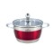 Cratita din inox Bohmann, 7.1 l, 26 cm, capac sticla termorezistent, inclusiv inductie, Rosu