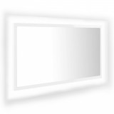 Oglindă de baie cu LED, alb extralucios, 80x8,5x37 cm, vidaXL
