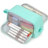 Cumpara ieftin Penar scolar, 4 compartimente, poliester, multifunctional, cu agatatoare, 21 x 9 x 8 cm, verde